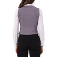 thumbnail image 3 of Chaleco de mezclilla sin mangas para mujer INSPIRE CHIC, con cuello en V y botones, casual, talla XL, color gris, 3 of 6