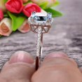 thumbnail image 4 of 7mm Cushion Cut 2.05 Carat Aquamarine Engagement Ring Anniversary Gift 10k Rose Gold Halo Design, 4 of 5