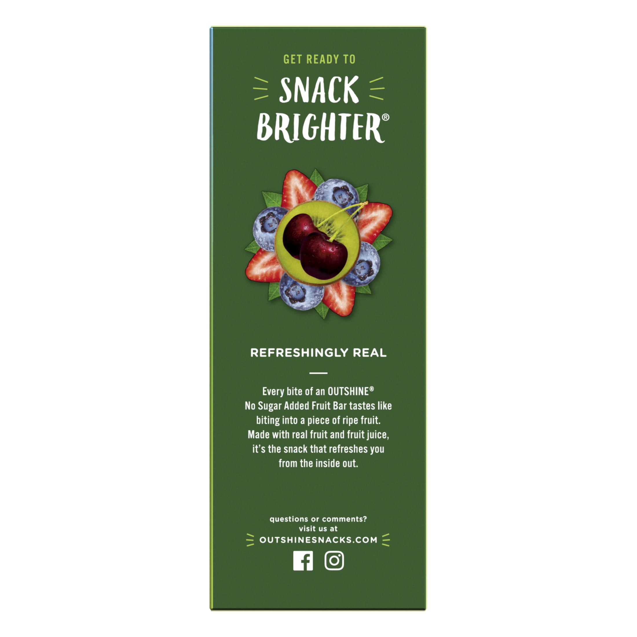 Outshine No Sugar Added Black Cherry, Strawberry Kiwi, and Mixed Berry Frozen Mini Fruit Pops, Variety Pack, 12 Count