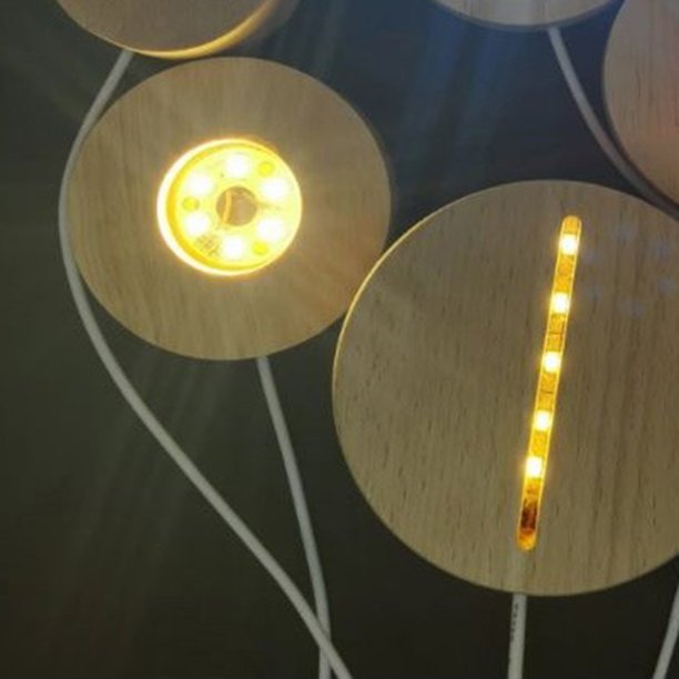 Lámpara de mesa con bola de cristal y luz nocturna con base de madera para decoración del hogar (125 mm cálido)