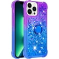 thumbnail image 3 of for Apple iPhone 15 Pro Clear Case for Girls Women, Liquid Glitter Sparkle Bling Cute Case with Kickstand Gradient Quicksand Cover for iPhone 15 Pro JB Purple Navy, 3 of 7