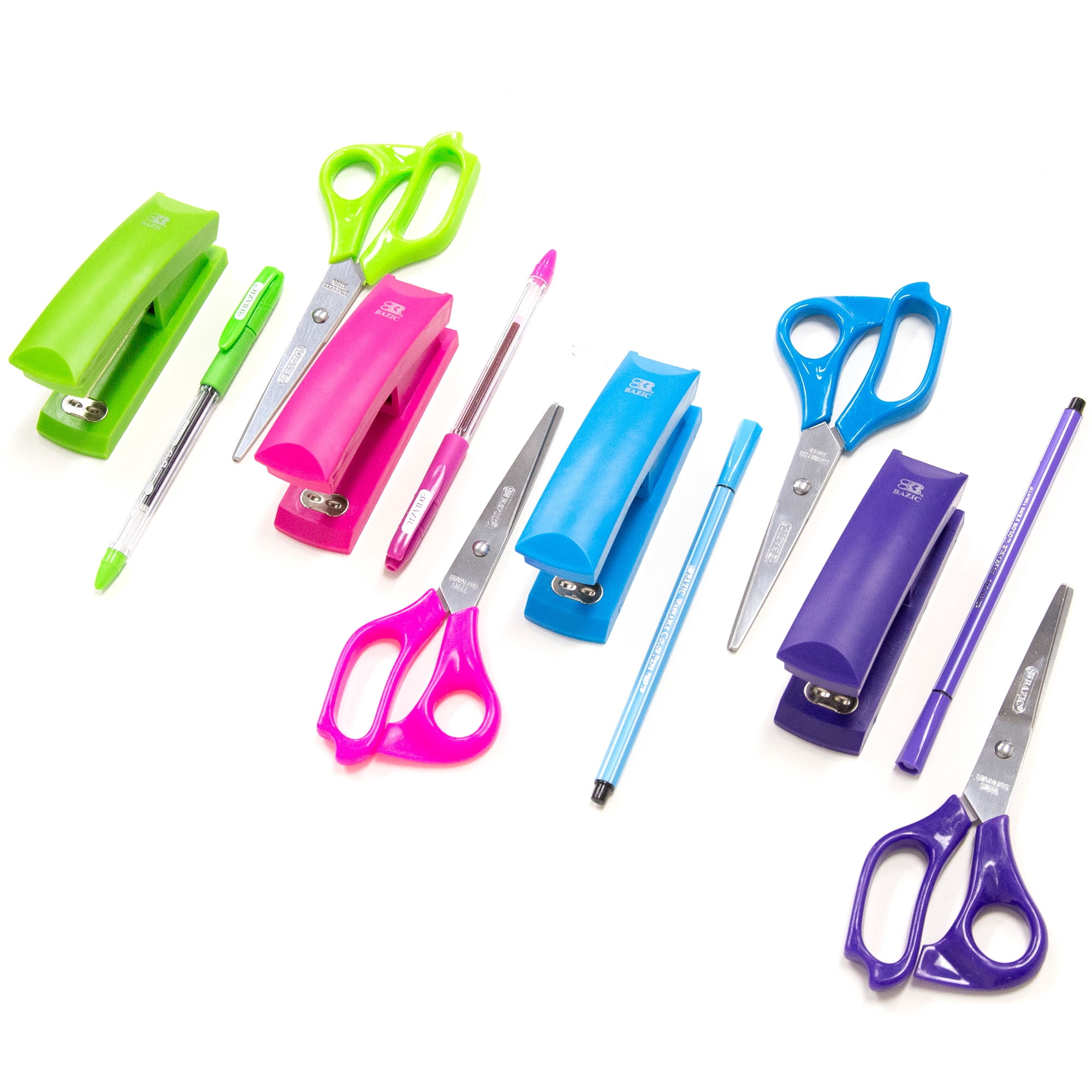 BAZIC Desktop Stapler Standard (26/6), 20 Sheets Bright Color, 24-Pack