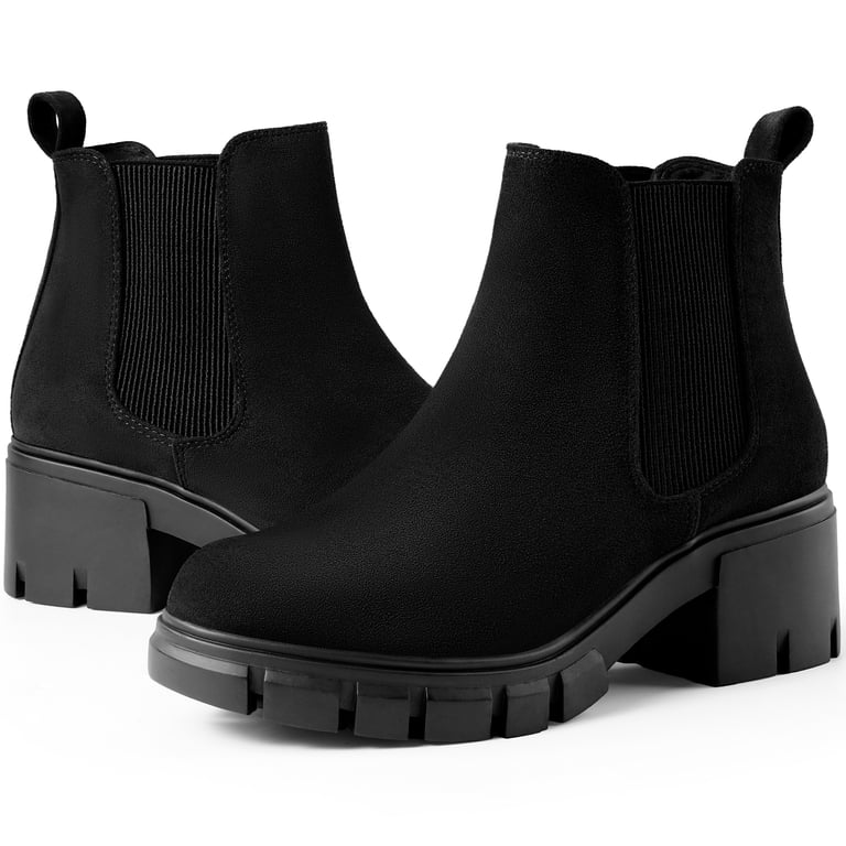 Harvest Land Women's Platform Chelsea Boots, Chunky Heel, Slip On