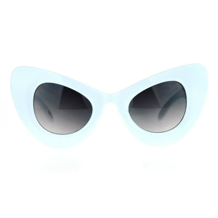 SA106 Oversize Thick Plastic Comic Stylized Cat Eye Sunglasses White