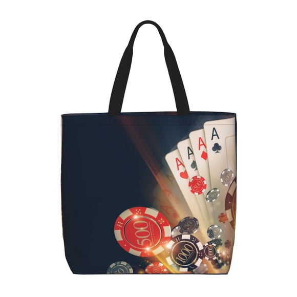 Easygdp Poker Chips Bolsa Tote para Mujer, Bolso de Hombro para Trabajo, Playa, Viajes, Compras y Supermercado