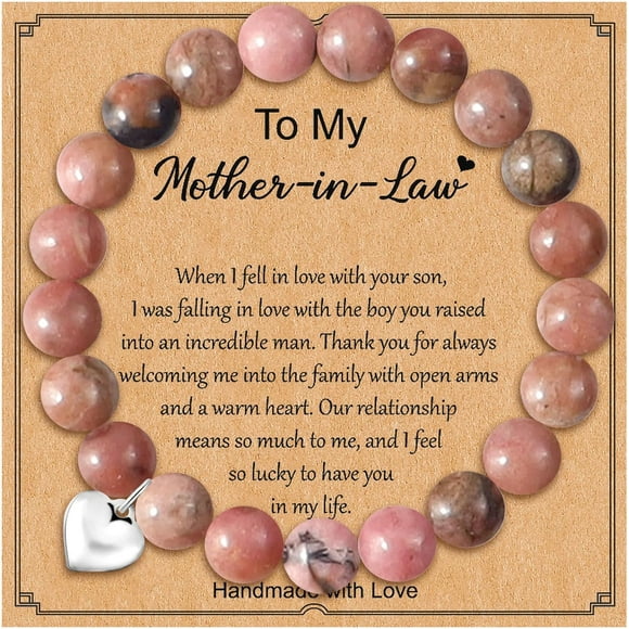 HAHDAXIA To My Daughter Sister Mother Bestie Best Friend Bracelet Healing Crystal Beaded Heart Charm Bracelet Gifts for Women Birthday Christmas Gifts for Girls