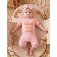 thumbnail image 4 of BemeyourBBs Newborn Baby Girl Summer Clothes Infant Baby Girl Little Sister Outfits Ribbed Romper 0 3 6 Months Cutest Little Sister Letter Print Short Sleeve Jumpsuit with Headband Set, 4 of 9