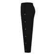 thumbnail image 5 of Corduroy Pants for Women Side Button Elastic Waist Fall Winter Pant Straight Leg Lightweight Comfy Trousers with Pockets Black XL, 5 of 7