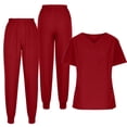 thumbnail image 4 of 2 Piece Outfits Summer,Scrubs for Women Set V Neck Scrubs Top Eelastic Waisted Jogger Scrub Pants Medical Nursing Uniforms with Pocket, 4 of 5