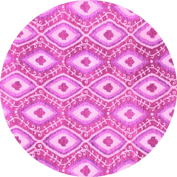 Ahgly Company Indoor Round Abstract Pink Modern Area Rugs, 6' Round