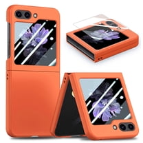 ELEHOLD Slim Case for Samsung Galaxy Z Flip 5 for Women Men,with Built-in Small Screen Protector Skin-Touch Matte Shockproof Protective Case for Samsung Z Flip 5,Orange
