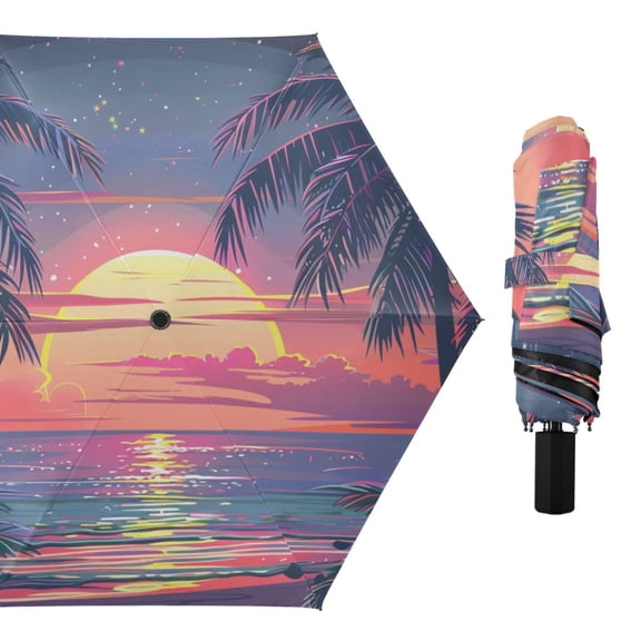Sunset Compact Sun Umbrella Windproof Travel Umbrellas for Rain Strong Portable UV Protection