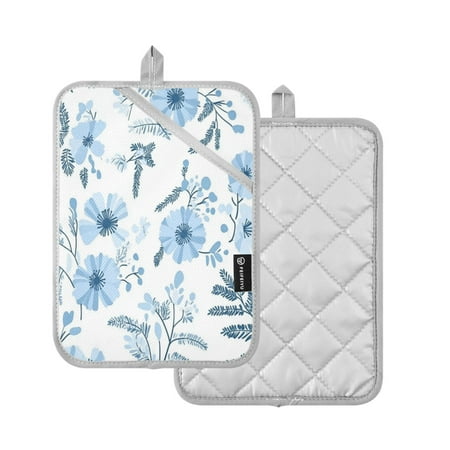 

2 Pcs Pot Holders Sets Oven Mitts Square Potholders Oven Hot Pads Heat Resistant for Kitchen Cooking Baking 7 x9.8 Delicate Flowers and Ferns