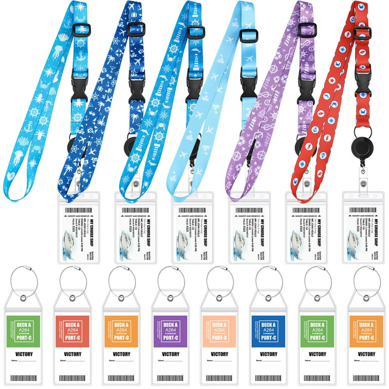 6 Sets Cruise Lanyards, Retractable Carnival Cruise Lanyard with 8