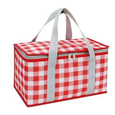 MISSMILE Picnic Basket,Portable Dual-Use Hot and Cold Picnic Accessories,Efficient Insulated Waterproof Zippered Basket with Sturdy Handle,Red