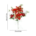 thumbnail image 3 of JeashCHAT Artificial Christmas Flowers Poinsettia White Rose Bouquet with Red Berries for Vase Xmas Table Centerpiece Holiday Decor, 17.3", 3 of 6