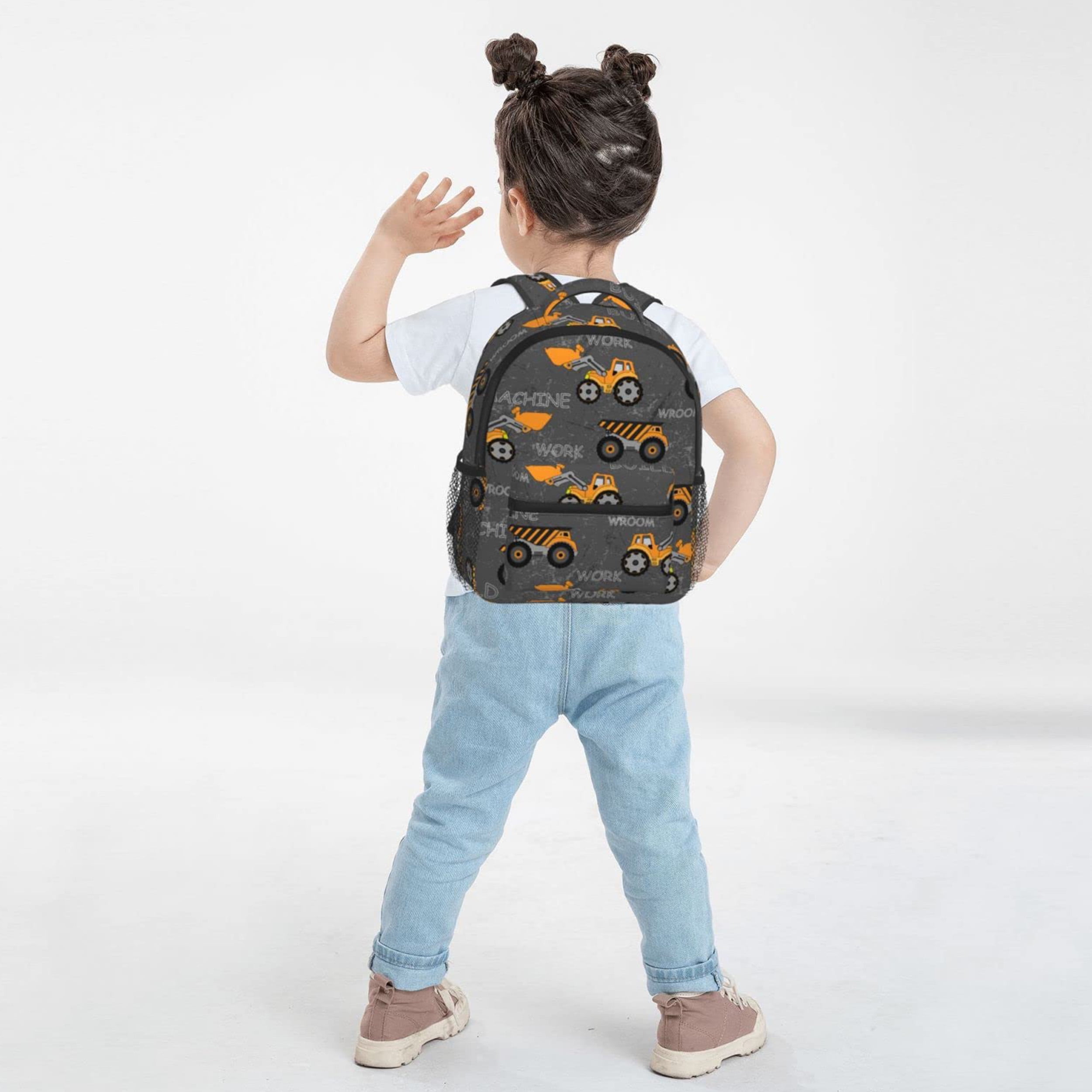 PAYOHTO Toddler Backpack for Boys Construction Machines Cars Truck Tractor Kids Backpack Preschool Bookbag Kindergarten Mini Travel School Bag for Age 3-8