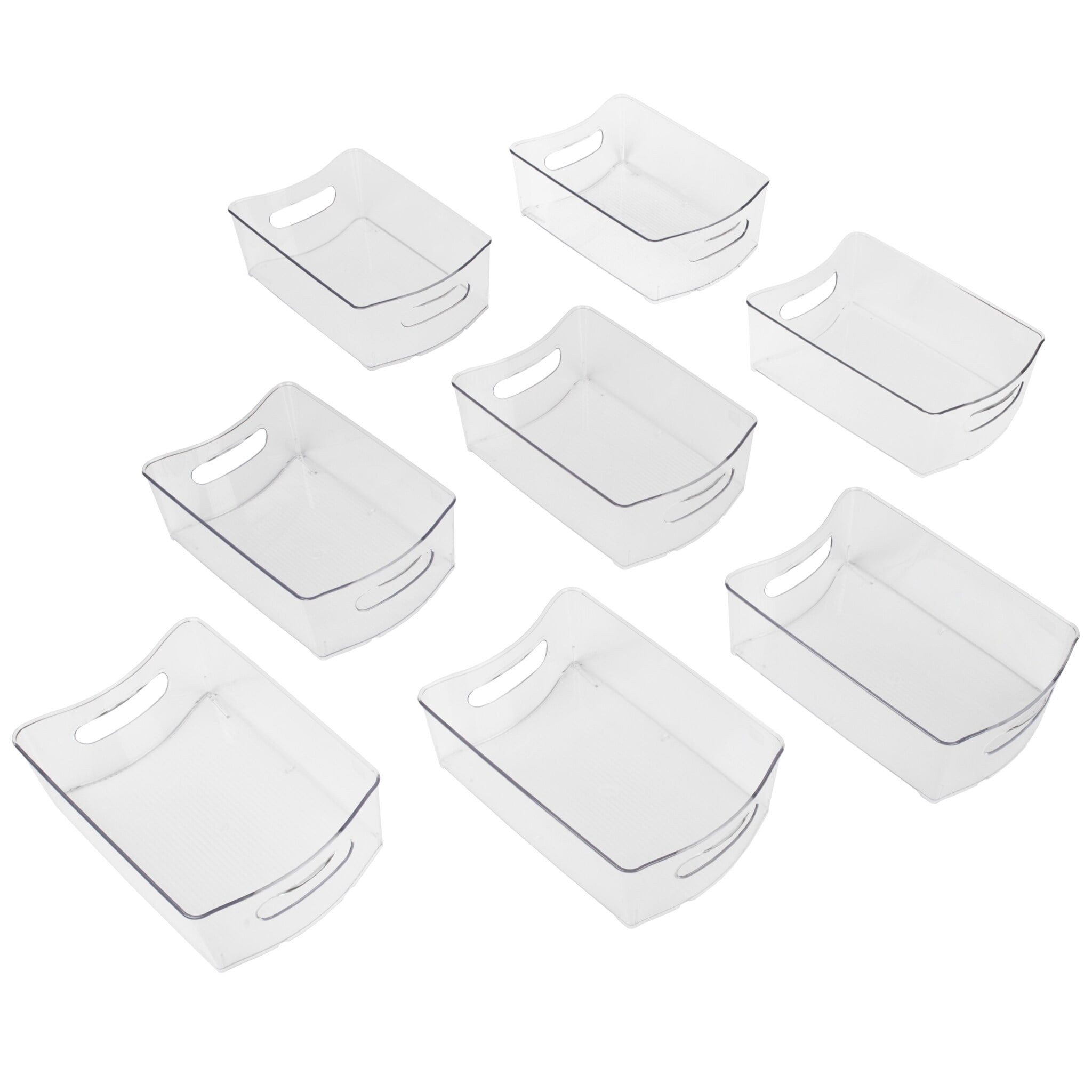 Smart Design Stackable Clear Refrigerator Storage Bin with Handle - 8 pack - 8 x 12 inch