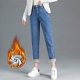 thumbnail image 2 of Pantalones harem de invierno de cintura alta y tejido grueso para mujer: poliéster, cálidos y holgados, ideales para llevar como prenda exterior en climas fríos., 2 of 4