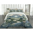 thumbnail image 2 of Ambesonne Boho Nature Quilted Coverlet 3 Pcs, Mountains Flowers Path, King Size, Slate Blue Reseda Green, 2 of 4