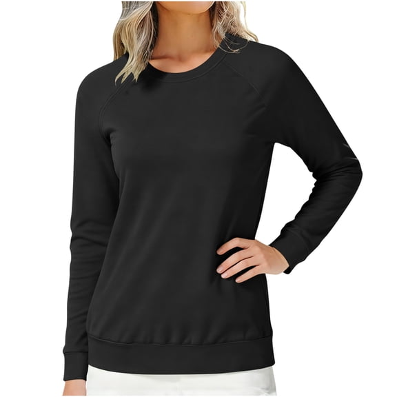 CHGBMOK Women's Plus Size Sweatshirt Long Sleeve Crew Neck Pullover Tops Solid Color Lightweight Casual Sweatshirts Fall Winter Clothes