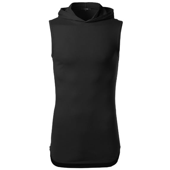 FashionOutfit Men's Sleeveless High Low Curved Hem Side Zipper Hoodie