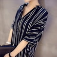 thumbnail image 5 of Women's Striped Summer Short Shirt Dress Plus Size Loose V Neck Button Blouse Dress M-5XL, 5 of 5