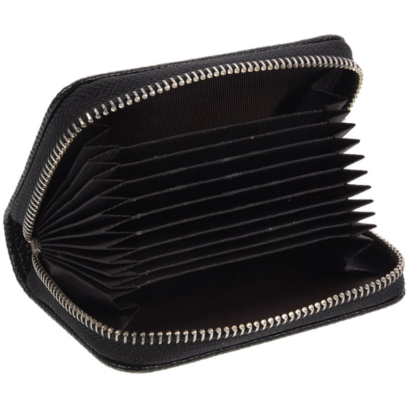 MasteelfCA Simple Bi-fold Purse PU Leather RFID Wallet Multi-card Harmonium Double Zipper Wallet for Women Black