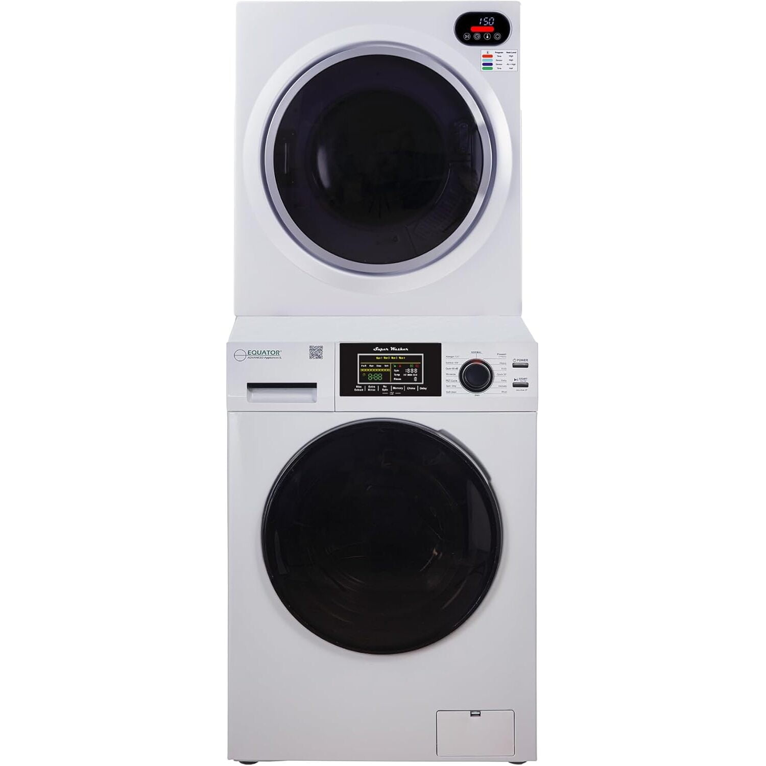 Equator Advanced Appliances Stackable Washer Dryer Set - 13 lbs Washer & 3.5 cf Vented Dryer - Compact Laundry