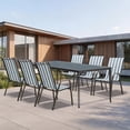 thumbnail image 3 of FUNDAZE Outdoor Dining Chairs Set of 4, Patio Dining Chair Stackable Armrest Patio Chairs Space Saving for Garden Backyard Deck, Blue Stripe, 3 of 8