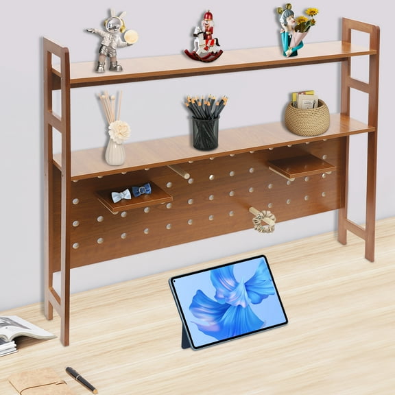 2-Tier Desktop Bookshelf, Desk Organizer, Rectangular Office Shelves 115*20*98cm