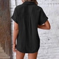 thumbnail image 4 of STETMN Women's Cotton Gauze Blouse Casual Roll Short Sleeve Shirt Collared Button Down Shirts with Pockets for Officewear, 4 of 6