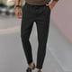 thumbnail image 2 of Pantalones de vestir rectos con cintura elástica y color liso para hombre: corte holgado, cordón, lavables a máquina, cómodos pantalones de estilo europeo., 2 of 5