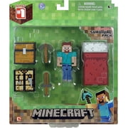 Minecraft 3 Series 1 Survival Kit Pack with Leather Steve Figure