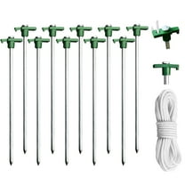 Eurmax 10-Pack Galvanized Non-Rust Outdoor Camping Tent and Pop-Up Canopy Stakes with Bonus 4x10ft Ropes & 1 Green Stopper