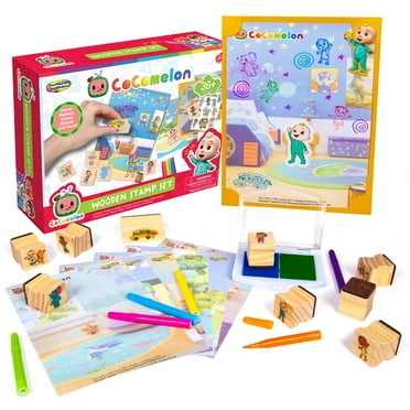 Cocomelon Stamp Set by Creative Kids - 36  pcs Wooden Stamps Set - Montessori Birthday Gift for Girls Boys Toddlers Ages 3 