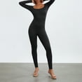 thumbnail image 6 of Douhoow Women Yoga Jumpsuits Long Sleeve Square Neck Ankle Length Bodycon Romper Fashion Skinny Playsuits, 6 of 9