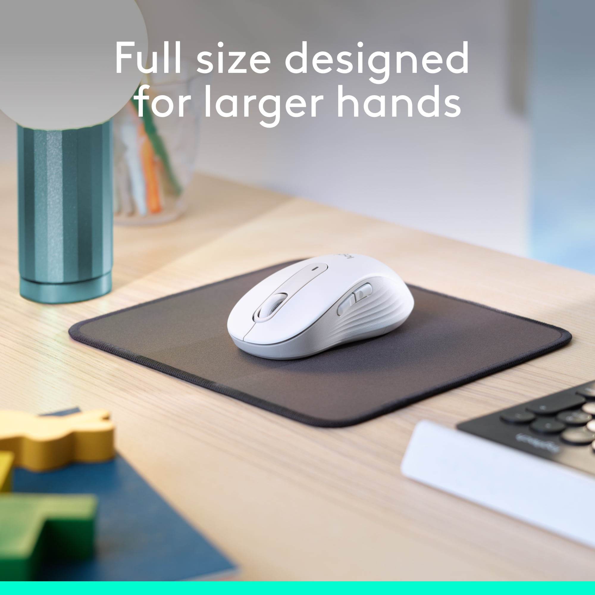 Logitech Signature M650 L Full Size Wireless Mouse - For Large Sized Hands, 2-Year Battery, Silent Clicks, Customizable Side Buttons, Bluetooth, Off-white