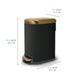thumbnail image 4 of Acento Linea Slim Rectangular Step Trash Can, 1.3 Gallon Bathroom Waste Bin with Soft-Close Lid and Removable Inner Bucket, Soft Touch Black and Gold, 4 of 11