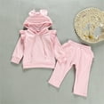 thumbnail image 2 of NAFUU Toddler Baby Girl Clothes Boys Girls 2 Pcs Pullover Hoodie Sweat Suit Unisex Long Sleeve Hoody Tops + Elastic Waist Sleeve Pants Pockets Set Stylish Leisure 6-12 Months, 2 of 9