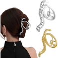 thumbnail image 1 of Pinza grande de metal para el pelo Pinza grande para el pelo antideslizante para mujer Accesorios para el pelo grueso (dorado+plateado), 1 of 5