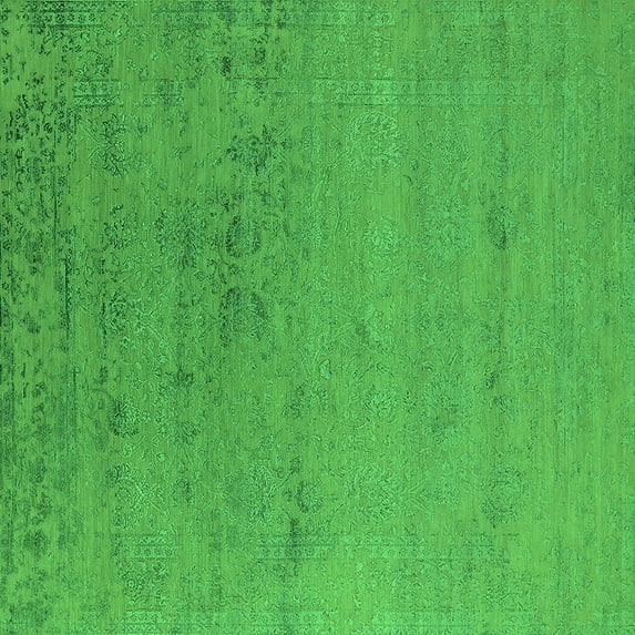Ahgly Company Indoor Square Oriental Green Industrial Area Rugs, 7' Square