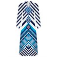 thumbnail image 5 of Moda mujer otoño estampado casual cuello pico cremallera manga larga vacaciones bolsillos vestido Fridja  yut5941, 5 of 5