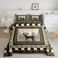thumbnail image 2 of jejeloiu Jungle Deer Bedding Comforter Set,Woodland Animals Twin Comforter Sets,Green Beige Grid Bedding Set For Kids,Super Cozy Room Decor Reversible,2 Pieces, 2 of 8
