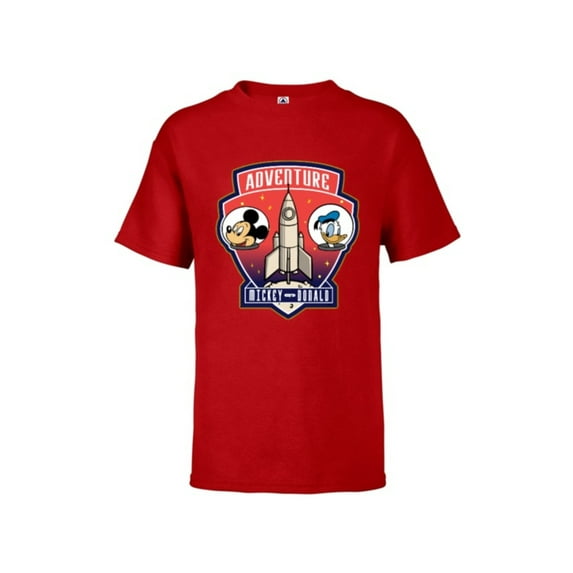 Disney Mickey Mouse and Donald Duck Space Adventure - Short Sleeve T-Shirt for Kids - Customized-Red