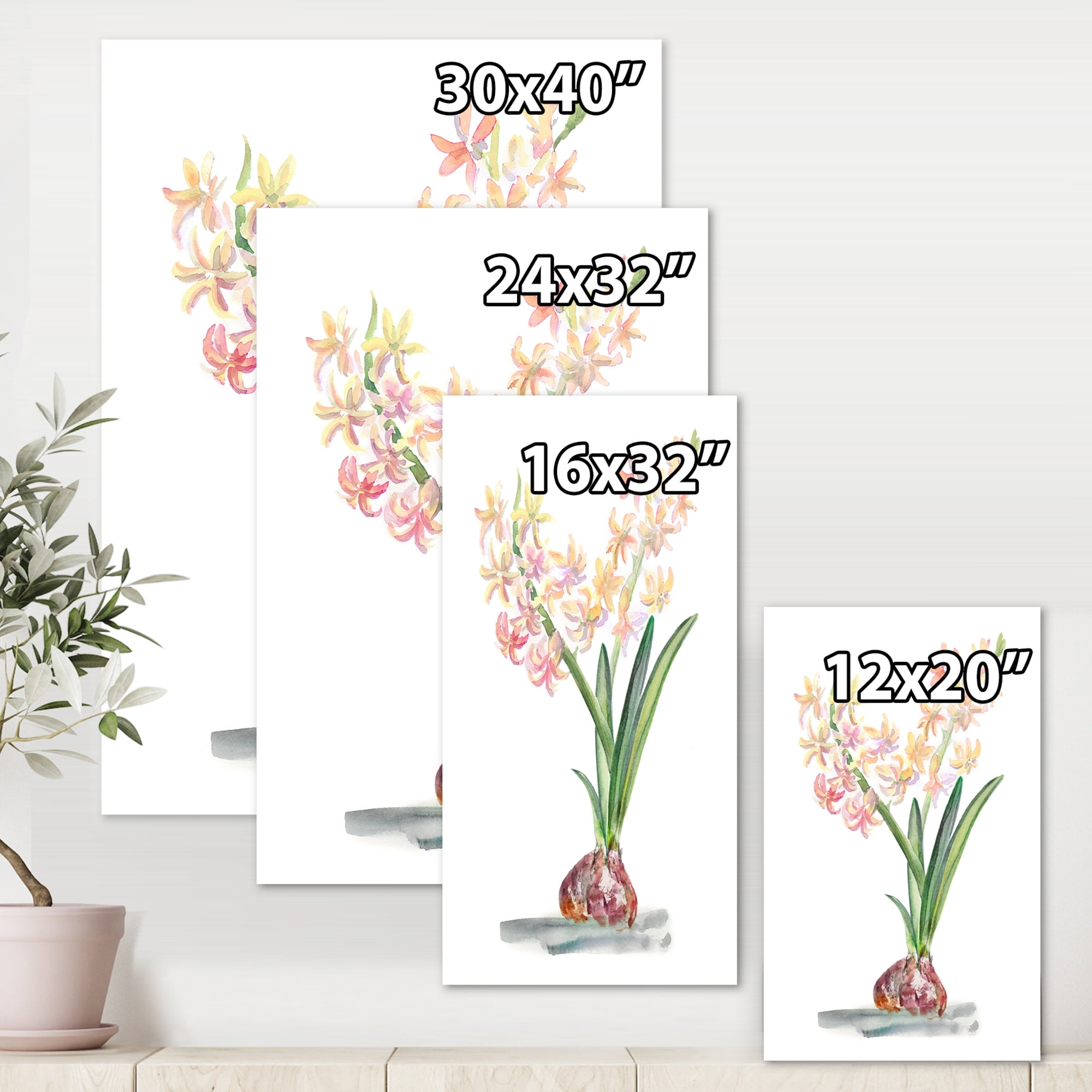 Designart ' Blossoming Hyacinth ' Traditional Canvas Wall Art Print