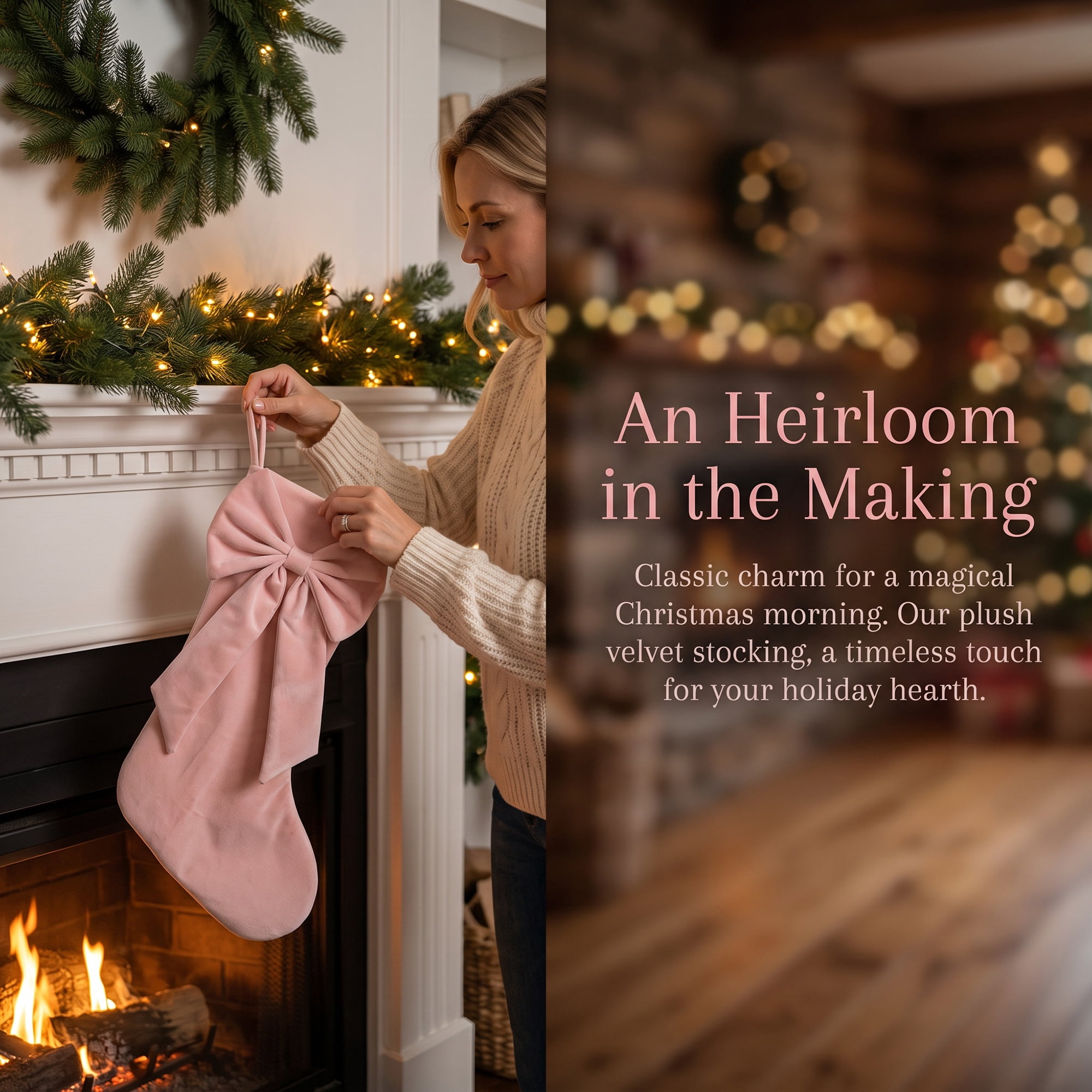 Unique Bargains Double-Layer Whimsical Extra-Large Hearthside Gift Stockingder Pink 18"