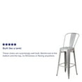 thumbnail image 2 of Commercial Grade 4 Pack 30" High Silver Metal Indoor-Outdoor Barstool with Back, 2 of 9