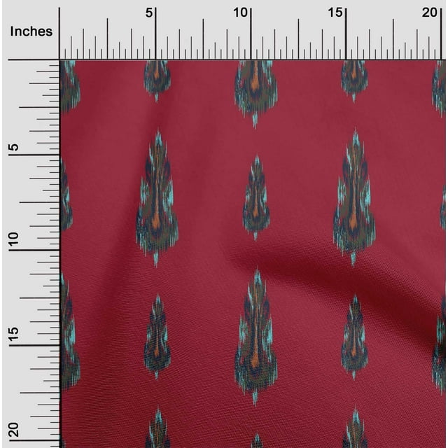 oneOone Silk Tabby Fabric Ethnic Ikat Printed Fabric 1 Yard 42 Inch Wide