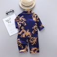 thumbnail image 5 of LYMAYTER Little Boys Girls Silk Satin Pajamas Set for Kids Toddler Printing Short Sleeve Jammies Outfit 2PCS Summer Buttons Sleepwear Loungewear Size 4-8t 0968, 5 of 8